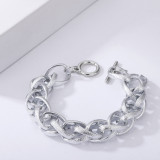 Multilayer metal hollow hip-hop bracelet color matching twist personality geometric stitching jewelry