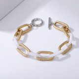 Frosted stitching multicolor bracelet female retro hip-hop rainbow acrylic aluminum chain fashion chain buckle bracelet