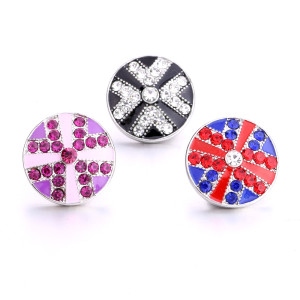 20MM cross design Rhinestone enamel Metal snap buttons