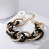 Multi-layer splicing metal bracelet acrylic leopard geometric mixed color aluminum chain  fit 20mm snaps chunks