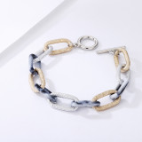 Frosted stitching multicolor bracelet female retro hip-hop rainbow acrylic aluminum chain fashion chain buckle bracelet