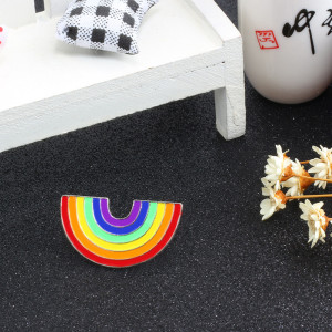 Double c rainbow dripping oil brooch seven-color arch alloy badge clothes hat jewelry pin