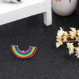 Double c rainbow dripping oil brooch seven-color arch alloy badge clothes hat jewelry pin