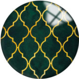 20MM Green Pattern Print  glass snaps buttons