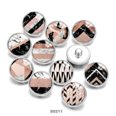 20MM Pink Pattern Print  glass snaps buttons