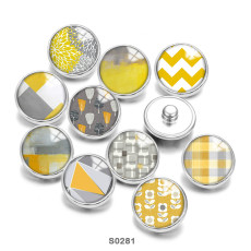 20MM Yellow Pattern Print  glass snaps buttons