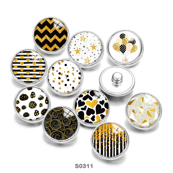 20MM Yellow Pattern Print  glass snaps buttons