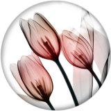 20MM Flower Print  glass snaps buttons