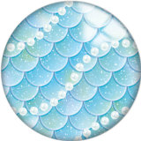 20MM Blue Pattern Print  glass snaps buttons