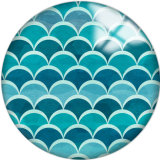 20MM Blue Pattern Print  glass snaps buttons