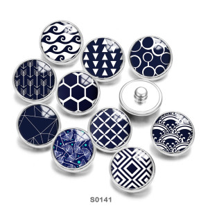 20MM Black Pattern Print  glass snaps buttons