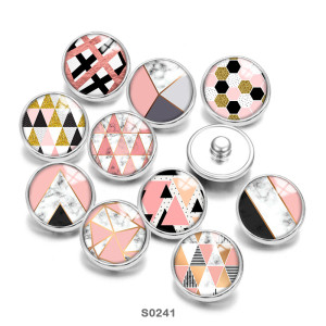 20MM Pink  Pattern Print  glass snaps buttons