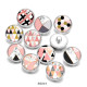 20MM Pink  Pattern Print  glass snaps buttons