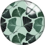 20MM Green Leaves Pattern Print  glass snaps buttons