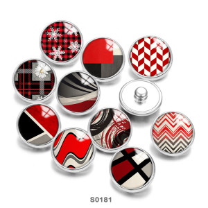 20MM Red Pattern Print  glass snaps buttons