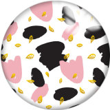 20MM Pink Pattern Print  glass snaps buttons