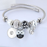 Stainless Steel Bracelet DIY Beaded Owl Angel Wing Pendant Open Bracelet fit 20MM chunks snaps jewelry