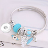 Stainless Steel DIY Adjustable Owl Eye Crystal Tassel Bracelet Female Bracelet fit 20MM chunks snaps jewelry
