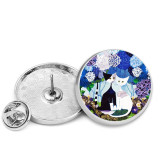 25MM Colorful Cat Painted metal brooch temperament high-end clothing accessories brooch