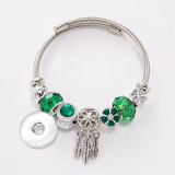 DIY crystal four-leaf clover beaded dream catcher stainless steel bracelet fit 20MM chunks snaps jewelry