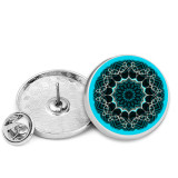 25MM Blue mandala Painted metal brooch temperament high-end clothing accessories brooch