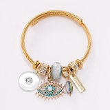 DIY Devil's Eye Crystal Stainless Steel Turkish Blue Eye Wire Bracelet fit 20MM chunks snaps jewelry