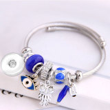 Stainless Steel DIY Adjustable Owl Eye Crystal Tassel Bracelet Female Bracelet fit 20MM chunks snaps jewelry