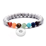 8mm Stone Faceted Seven Vein Bracelet Yoga Bracelet fit18&20MM  snaps jewelry