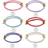 Simple leather rope couple bracelet, stretchable and adjustable fit18&20MM  snaps jewelry