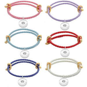 Simple leather rope couple bracelet, stretchable and adjustable fit18&20MM  snaps jewelry