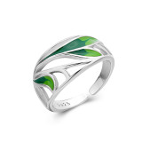 925 sterling silver enamel color simple ring niche design female open ring