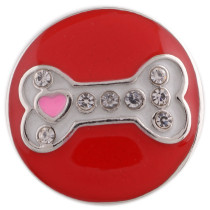 20MM Dog bones snap silver  Plated with Rhinestone snap button