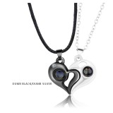 Valentine's Day Gift Couple Magnetic Attraction Necklace Sun Moon Love Splicing Projection 100 Languages I Love You Set