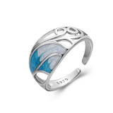 925 sterling silver enamel color simple ring niche design female open ring