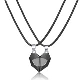 Valentine's Day Gift Magnetic Attracting Necklace Black + White Wishing Stone Couple Stitching Magnetic Love Necklace Two Packs