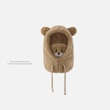 All-in-one bear scarf hat female autumn and winter hot style winter hat female fashion windproof warm plush hat