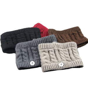 New autumn and winter no top twist knitted wool hat headband warm hood hat fit 18mm snap button jewelry