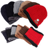 Adult winter woolen hats plus velvet knitted hats fit 18mm snap button jewelry
