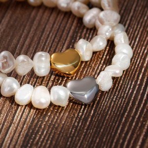 Valentine's Day Gift Stainless Steel Love Shell Pearl Bracelet