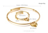 Valentine's Day Gift Stainless Steel Wire Open Collar Bracelet Heart-shaped Two-piece Set