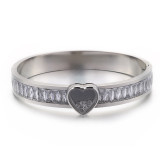 Valentine's Day Gift Stainless Steel Heart Shaped Zircon Bangle