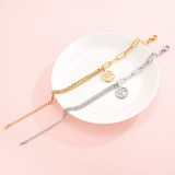 Valentine's Day Gift Stainless Steel Bracelet Asymmetrical Chain Tree of Life Tag Design Female Charm Bracelet