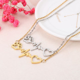 Valentine's Day Gift Stainless steel electrocardiogram dog paw print love necklace heartbeat short clavicle chain