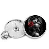 25MM Halloween Punk Black white girl Painted metal brooch temperament high-end clothing accessories brooch