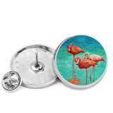 25MM  Flamingo Painted metal brooch temperament high-end clothing accessories brooch