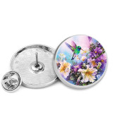 25MM Flower Hummingbird Painted metal brooch temperament high-end clothing accessories brooch