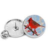 25MM Red Cardinal Painted metal brooch temperament high-end clothing accessories brooch