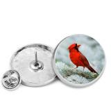 25MM Red Cardinal Painted metal brooch temperament high-end clothing accessories brooch
