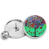 25MM Colorful Tree Painted metal brooch temperament high-end clothing accessories brooch