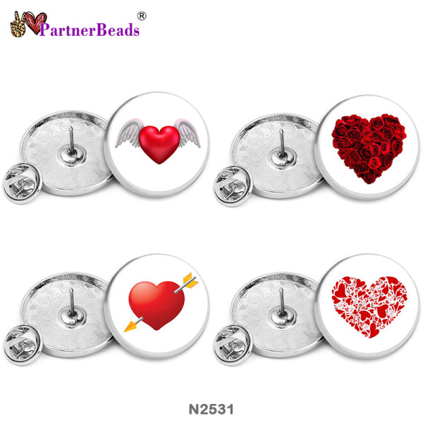 25MM Red Love Painted metal brooch temperament high-end clothing accessories brooch